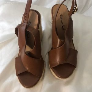 Brown and tan wedges